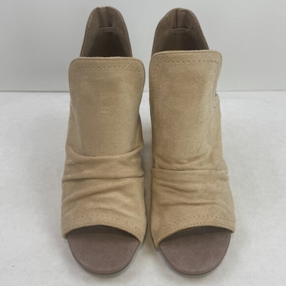 Girl Madeline Womens Size 7M Brown Suede Upper Ankle Bootie Peep Toe High Heels - Picture 2 of 13